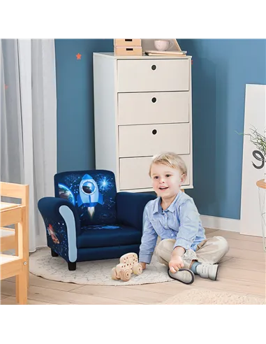 HOMCOM Child Armchair Kids Mini Sofa Chair with Armrest, 59.5 x 43 x 46.5cm, Blue