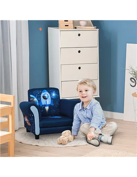 HOMCOM Child Armchair Kids Mini Sofa Chair with Armrest, 59.5 x 43 x 46.5cm, Blue