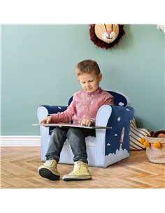 HOMCOM Children Chair Armchair Single Sofa, 50 x 39 x 44cm, for 18M+, Blue 2