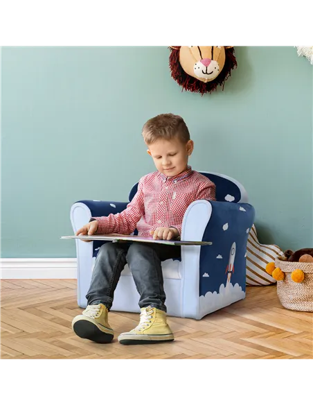 HOMCOM Children Chair Armchair Single Sofa, 50 x 39 x 44cm, for 18M+, Blue