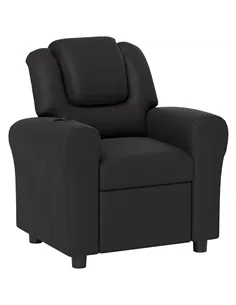 HOMCOM Kids Recliner Chair, PU Leather with Adjustable Backrest, Footrest, Padded Headrest, Black