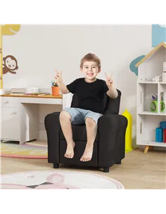 HOMCOM Kids Recliner Chair, PU Leather with Adjustable Backrest, Footrest, Padded Headrest, Black 2