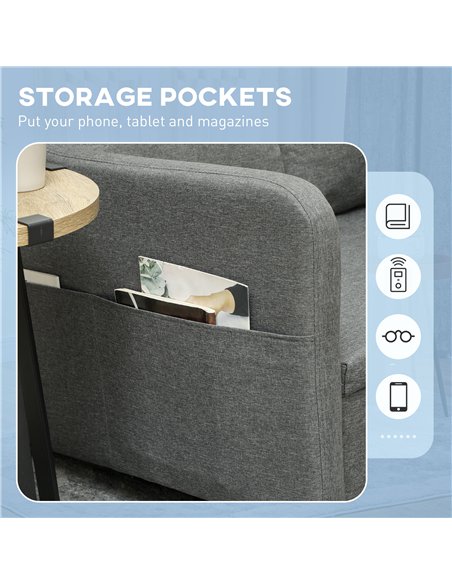 HOMCOM Two-Seater Pull-Out Sofa Bed - Grey
