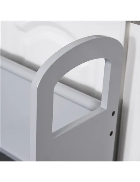 HOMCOM Kids Wooden Step Stool Kitchen Helper w/ Non-Slip Panels Handles Child Toddler Home Help 3 - 8 Yrs Grey
