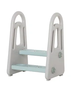 HOMCOM Kids Toddler Step Stool Ladder Kitchen Helper for Toilet Potty Training Bathroom Sink Bedroom Blue and Grey