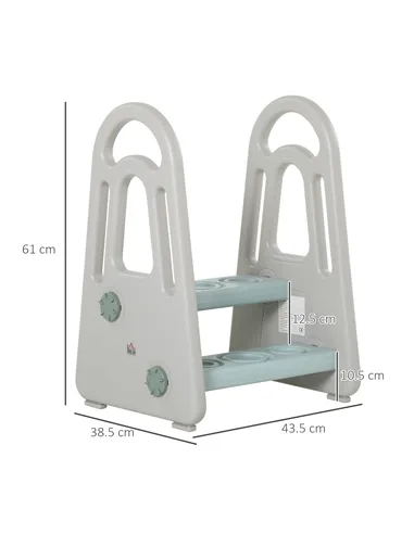 HOMCOM Kids Toddler Step Stool Ladder Kitchen Helper for Toilet Potty Training Bathroom Sink Bedroom Blue and Grey