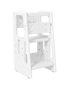 HOMCOM Kids Step Stool, Adjustable Standing Platform, Toddler Kitchen Stool, White