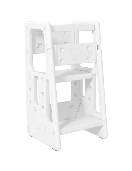 HOMCOM Kids Step Stool, Adjustable Standing Platform, Toddler Kitchen Stool, White