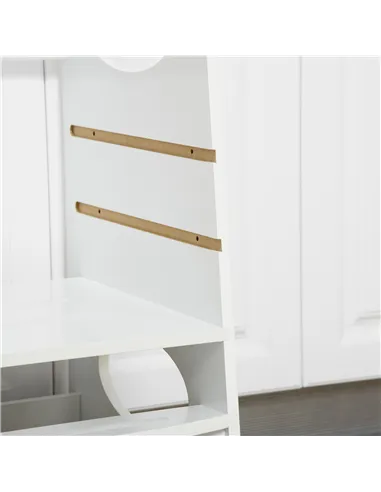 HOMCOM Toddler Step Stool Kids Adjustable Standing Tower with Safety Rail for Kitchen Counter White