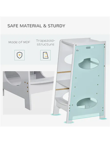 HOMCOM Kids Step Stool Toddler Kitchen Stool Tower with Adjustable Standing Platform, Grey