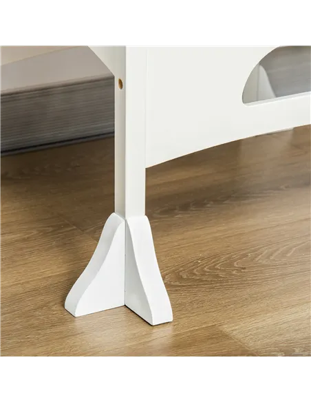 HOMCOM Kids Step Stool Toddler Kitchen Stool with Blackboard Lockable Handrail for Kids Kitchen Counter White