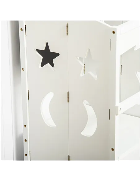 HOMCOM Kids Step Stool Toddler Kitchen Stool with Blackboard Lockable Handrail for Kids Kitchen Counter White