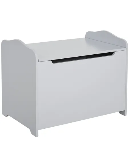 HOMCOM Wooden Kids Toy Box Children Storage Organizer Chest Safety Hinge Playroom Furniture Grey