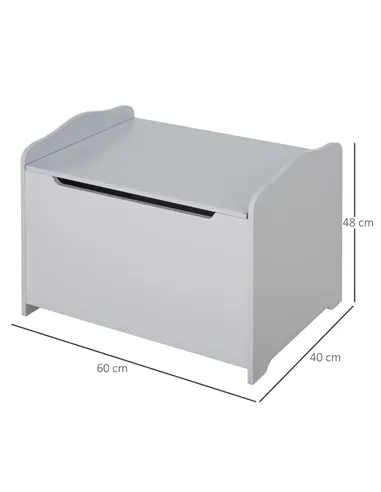 HOMCOM Wooden Kids Toy Box Children Storage Organizer Chest Safety Hinge Playroom Furniture Grey