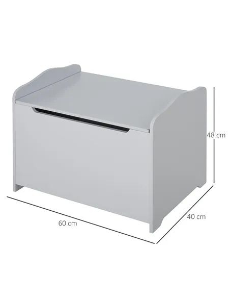 HOMCOM Wooden Kids Toy Box Children Storage Organizer Chest Safety Hinge Playroom Furniture Grey