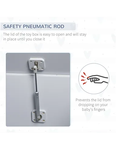 HOMCOM Wooden Kids Toy Box Children Storage Organizer Chest Safety Hinge Playroom Furniture Grey