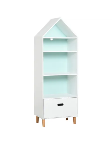 HOMCOM Kids Children Wooden Bookcase w/Drawer Bedroom Furniture Bookshelf Storage Rack Display Unit Toys Games Organisation Cabi