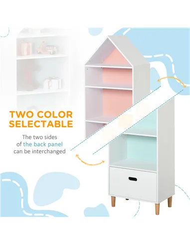 HOMCOM Kids Children Wooden Bookcase w/Drawer Bedroom Furniture Bookshelf Storage Rack Display Unit Toys Games Organisation Cabi