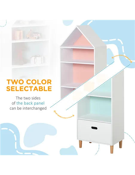 HOMCOM Kids Children Wooden Bookcase w/Drawer Bedroom Furniture Bookshelf Storage Rack Display Unit Toys Games Organisation Cabi