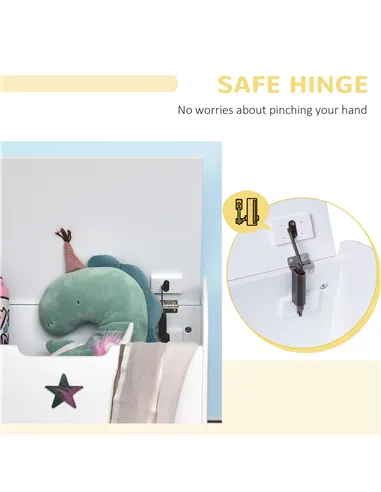 HOMCOM Kids Wooden Toy Box Organizer Children's Toy Storage with Lid Safety Hinge Side Handle Playroom Furniture White