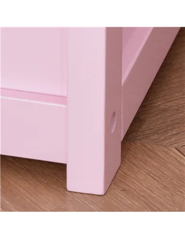 HOMCOM 2 In 1 Wooden Toy Box, Seat Storage Bench, Storage Chest Cabinet Organiser with Safety Pneumatic Rod, Pink