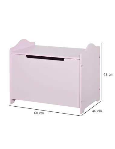 HOMCOM Wooden Kids Toy Box Children Storage Organizer Chest Safety Hinge Playroom Furniture Pink