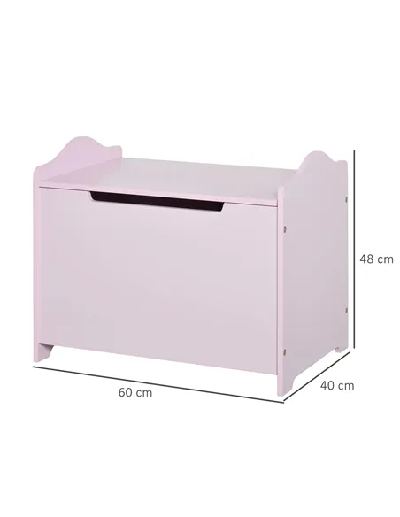 HOMCOM Wooden Kids Toy Box Children Storage Organizer Chest Safety Hinge Playroom Furniture Pink