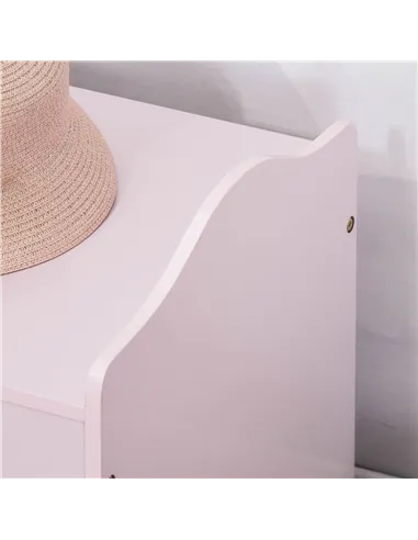 HOMCOM Wooden Kids Toy Box Children Storage Organizer Chest Safety Hinge Playroom Furniture Pink