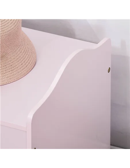 HOMCOM Wooden Kids Toy Box Children Storage Organizer Chest Safety Hinge Playroom Furniture Pink