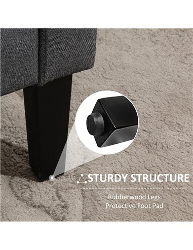 HOMCOM Linen Modern-Curved 2-Seat Sofa Loveseat w/ Thick Cushion Wood Legs Foot Pads Single Compact Home Furniture Grey