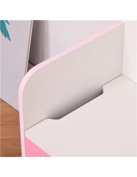 HOMCOM Kids Wooden Toy Box Children Storage Chest Bench Organiser Safety Hinge Bedroom Playroom Furniture Pink