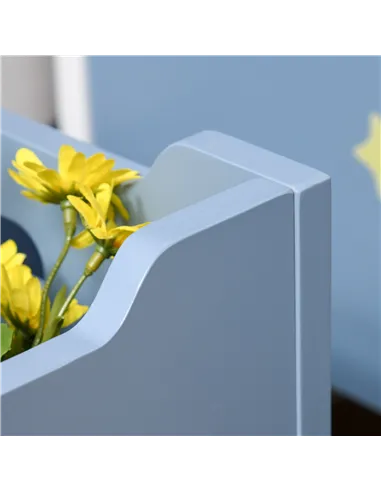 HOMCOM Kids Wooden Toy Box Children Storage Chest Organiser Side Handle Safety Hinge Play Room Furniture Blue