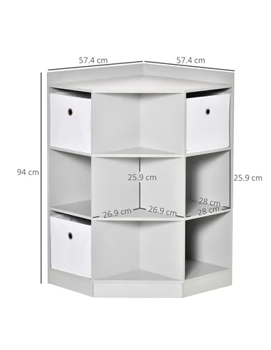 HOMCOM Kids Bookcase, 3 Tier Toy Organiser Storage Unit BookShelf with 3 Non-woven Fabric Drawers, Anti-tip Device, for Bedroom,