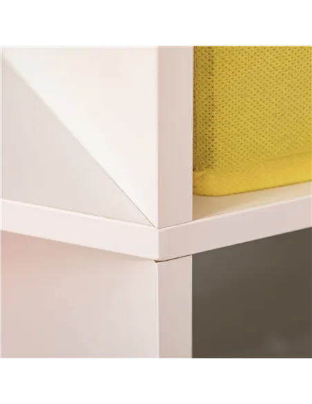 HOMCOM 3 Tier Kids Bookcase Toy Organiser Storage w/ 3 Fabric Drawers, White