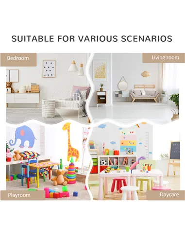 HOMCOM Kids Bookshelf, Toy Organiser, with Storage Drawer, Wheels - Grey