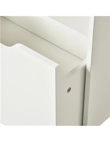 HOMCOM Kids Bookshelf, Toy Organiser, with Storage Drawer, Wheels - White