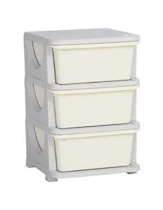 HOMCOM Three-Tier Kids Storage Boxes, with Three Drawers - White