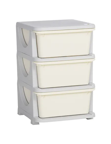 HOMCOM Three-Tier Kids Storage Boxes, with Three Drawers - White