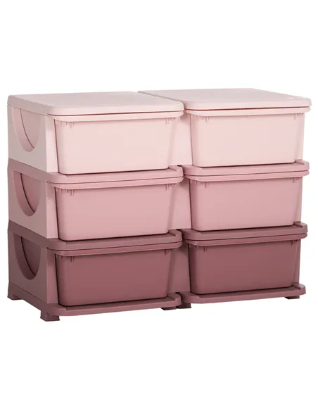 HOMCOM Kids Storage Unit, with Six Drawers - Pink