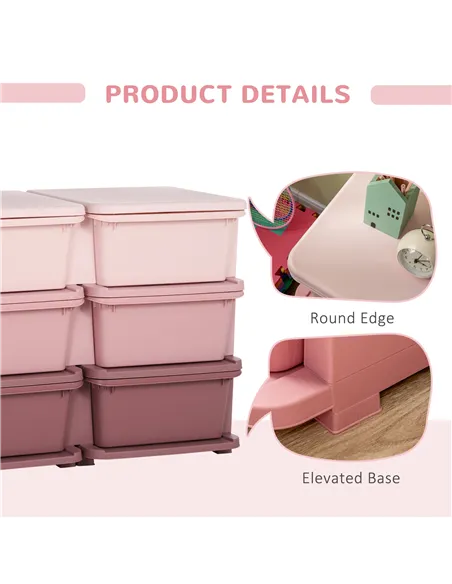 HOMCOM Kids Storage Unit, with Six Drawers - Pink