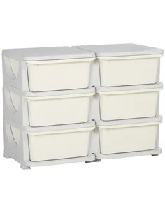 HOMCOM Kids Storage Unit, with Six Drawers - Cream