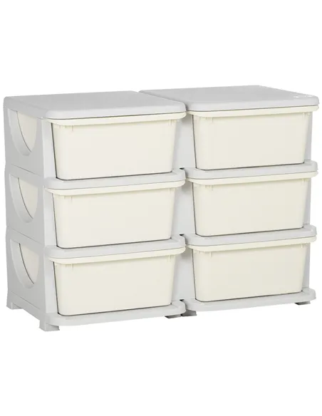 HOMCOM Kids Storage Unit, with Six Drawers - Cream