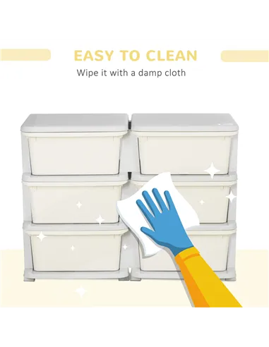 HOMCOM Kids Storage Unit, with Six Drawers - Cream
