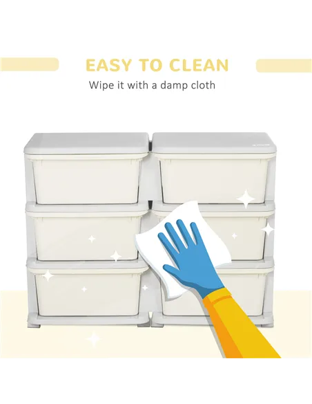 HOMCOM Kids Storage Unit, with Six Drawers - Cream