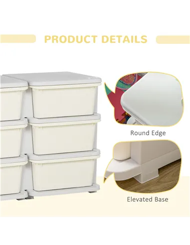 HOMCOM Kids Storage Unit, with Six Drawers - Cream