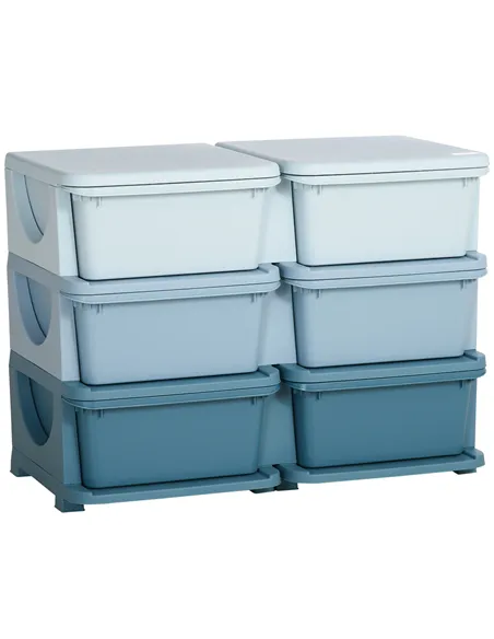 HOMCOM Kids Storage Unit, with Six Drawers - Blue