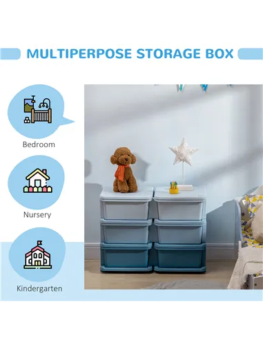HOMCOM Kids Storage Unit, with Six Drawers - Blue