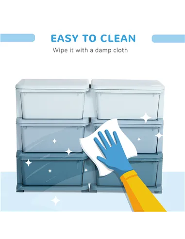 HOMCOM Kids Storage Unit, with Six Drawers - Blue