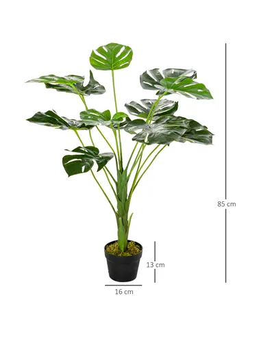 HOMCOM Decorative Artificial Monstera Plants in Pot Fake Plants for Home Indoor Decor, 85cm