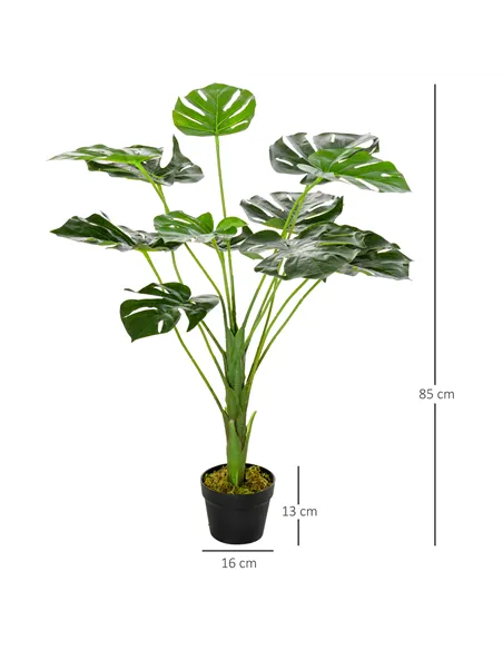 HOMCOM Decorative Artificial Monstera Plants in Pot Fake Plants for Home Indoor Decor, 85cm